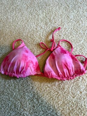 Reversible Pink Tie-Dye Triangle Bikini Top